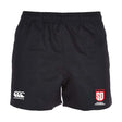 The San Diego Legion Rugby Academy Player's Drill Shorts by EMB Canterbury showcase the Canterbury logo on the left and the "Legion SD Rugby Academy" logo on the right. Crafted from recycled fabric, these shorts offer both sustainability and durability, ideal for intense training sessions.