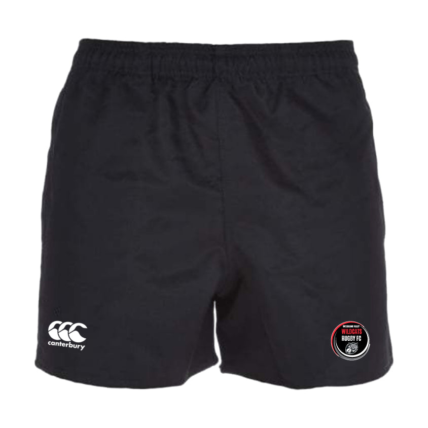 The Snoqualmie Valley Wildcats Player's Drill Short by EMB Canterbury has a logo on the left and a "Wincanton" badge on the right, made from recycled fabric for eco-friendliness.