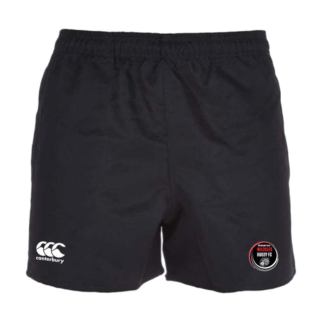 The Snoqualmie Valley Wildcats Player's Drill Short by EMB Canterbury has a logo on the left and a "Wincanton" badge on the right, made from recycled fabric for eco-friendliness.
