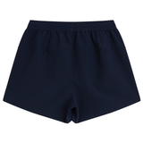 The Canterbury Tournament Shorts, viewed from the back, feature an elastic waistband and a simple, minimalist design in dark blue, crafted with durable ripstop materials.