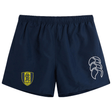 The Gotham Knights Tactic Short by Canterbury in navy blue from EMB Canterbury features an embroidered team logo on the left leg and a white design on the right leg, making them perfect for the rugby pitch.