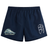 Navy blue University of New Hampshire Tactic Short by Canterbury featuring a “Men’s Rugby” wildcat mascot logo on the right leg and a white triple-c logo on the left leg.