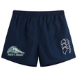 Navy blue University of New Hampshire Tactic Short by Canterbury featuring a “Men’s Rugby” wildcat mascot logo on the right leg and a white triple-c logo on the left leg.