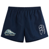 Navy blue University of New Hampshire Tactic Short by Canterbury featuring a “Men’s Rugby” wildcat mascot logo on the right leg and a white triple-c logo on the left leg.