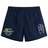 The Kingwood Rugby Tactic Short by EMB Canterbury features a school crest on the left leg and a white geometric logo on the right. These lightweight men’s shorts are ideal for sports or casual wear.