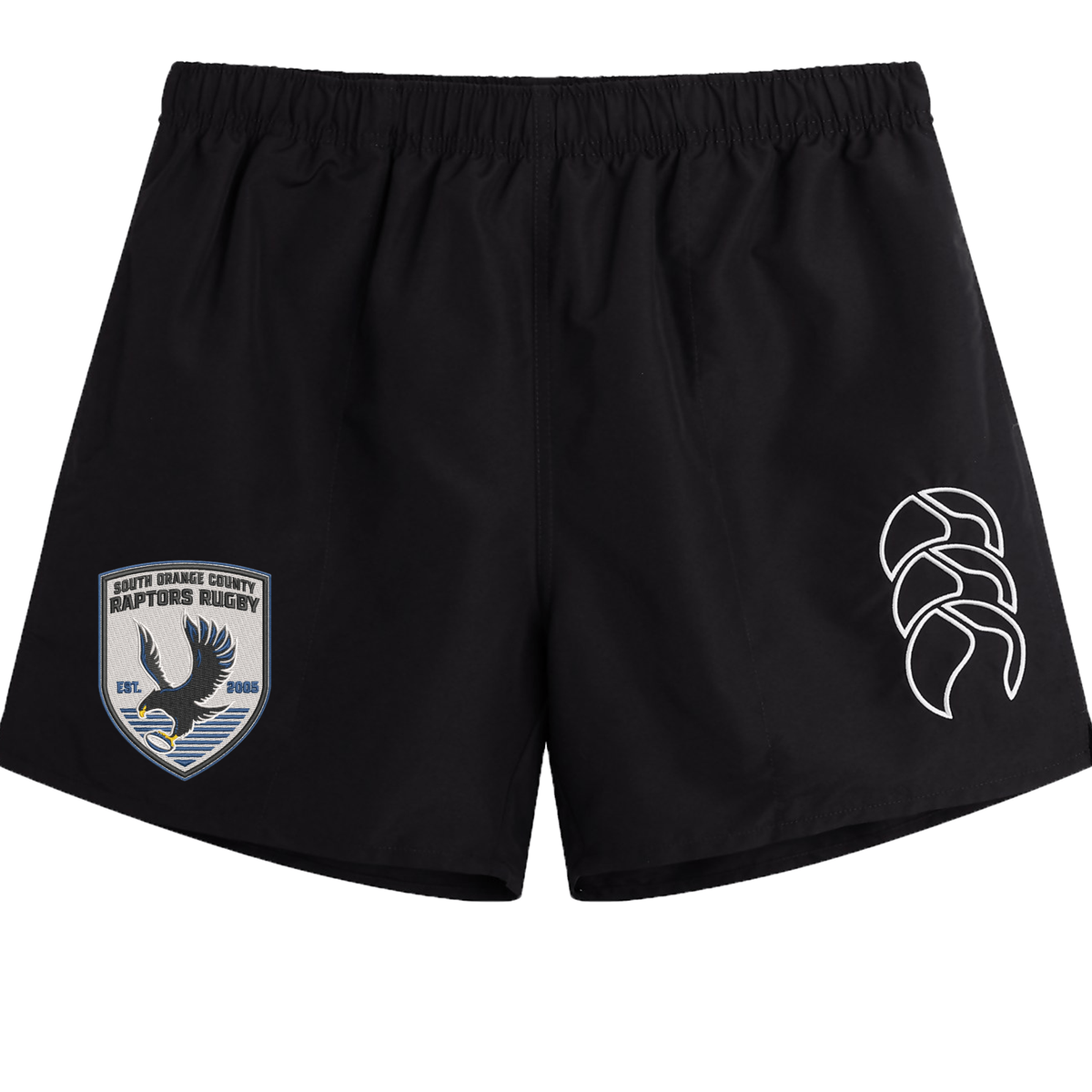 The South Orange County Raptors Tactic Short by EMB Canterbury features a South Orange County Raptors Rugby patch on the left leg and a white Canterbury logo on the right leg. These classic men’s shorts from Canterbury are crafted for both performance and style on the field.