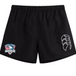 The SWFL Lady Hammerheads Tactic Short by WRS Canterbury features a white stylized logo on the right leg and a team crest on the left—men's lightweight rugby shorts designed for comfort and performance.