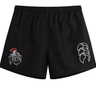 The EMB Canterbury Birmingham Iron Women's Football Tactic Short features the team's logo and a white abstract design—perfect for rugby or casual wear.