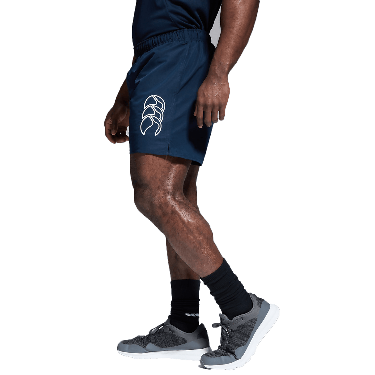 A man wearing a pair of Canterbury Tactic shorts and socks.