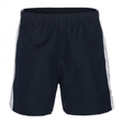 The Canterbury Panelled Tactic Short by Canterbury features durable navy blue polyester taslon fabric, white side panels, and an elastic waistband, offering maximum comfort and moisture-wicking performance.