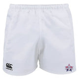 Capital Selects Player's Drill Shorts by EMB Canterbury, designed from recycled fabric, showcase the Canterbury logo on the left leg and a star emblem on the right.