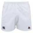 The American Fork Cavemen Player's Drill Short by EMB Canterbury, made from recycled fabric, features the "Canterbury" logo on the left and "Cavemen Rugby" logo on the right, representing sustainable athletic wear.