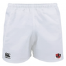 Southern Pines Youth Rugby shorts by EMB Canterbury, crafted from durable polyester, feature a Canterbury logo on the left and an SP shield logo on the right.