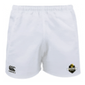 The Chicago Riot Advantage Rugby Shorts by Canterbury feature moisture-wicking fabric, the EMB Canterbury logo on the left leg, and the Chicago Riot Rugby logo on the right—ideal shorts for every match.