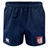 Montgomery Bucks Griffins Advantage Rugby Shorts by EMB Canterbury in navy blue with an elastic waistband, a white Canterbury logo on the left leg, and a red MBRFC lion crest on the right leg.