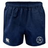 Saint Anselm College Club Rugby Advantage Short 2.0 by EMB Canterbury in navy, featuring a crest and Canterbury logo on the front.