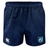 Minneapolis Mayhem Rugby Advantage Rugby Shorts by EMB Canterbury feature a navy blue design with an elastic waistband, are made from moisture-wicking fabric, and display the Canterbury logo on the left leg and the Minneapolis Mayhem Rugby logo on the right leg.