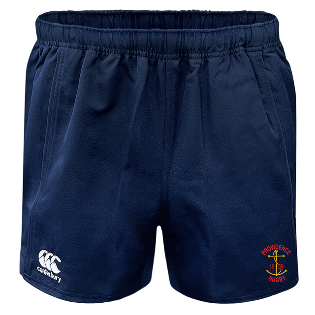 A Rhode Island Rugby Club Canterbury Advantage rugby short with an embroidered logo by WRS Canterbury.