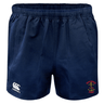A Rhode Island Rugby Club Canterbury Advantage rugby short with an embroidered logo by WRS Canterbury.