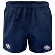 The Capital Selects Player's Drill Short by EMB Canterbury, in navy blue, is made from recycled fabric and features an embroidered logo on the right leg with a Canterbury logo on the left leg.