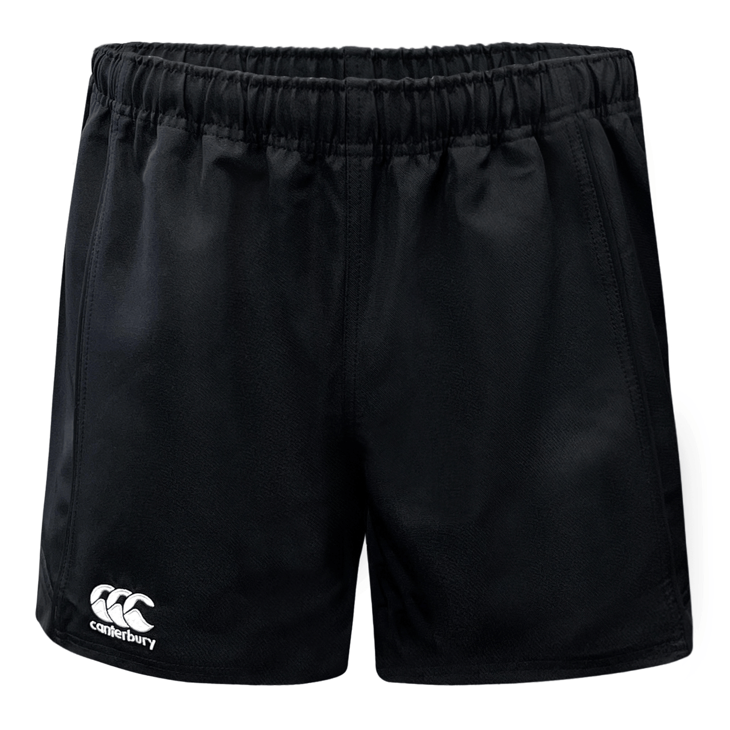 The Canterbury Advantage Short 3-Pack Bundle by Bundle Canterbury features black shorts with an elastic waistband, side pockets, and a small front logo. Ideal for rugby enthusiasts, these shorts deliver comfort and style on and off the field.
