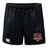 Introducing the Godzilla Rugby Football Club Advantage Rugby Shorts by EMB Canterbury—black athletic shorts with an elastic waistband, showcasing the Canterbury logo on the left leg and a bold “Godzilla” dragon logo on the right. Designed for superior moisture wicking, these rugby shorts ensure comfort both on and off the field.