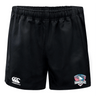 SWFL Lady Hammerheads Advantage Rugby Shorts by WRS Canterbury feature the iconic logo on the left leg, "NWLQ LADY HAMMERHEADS RUGBY" on the right, and moisture-wicking fabric for comfort on and off the field.