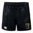 The Spartan Youth Rugby Advantage Rugby Shorts by EMB Canterbury are black athletic shorts with an elastic waistband, CCC logo on the left leg, and a "Spartan Youth Rugby" emblem on the right, designed for comfort and moisture wicking.