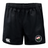 Society of Iowa Rugby Referees Advantage Rugby Shorts by EMB Canterbury in black, featuring moisture-wicking fabric, a white Canterbury logo on the left leg, and an embroidered circular patch with pink flowers and text on the right leg.