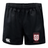 Black moisture-wicking Legion Academy Advantage Rugby Shorts by Canterbury with an elastic waistband, featuring a “Legion Academy SD” logo on the right leg and a logo on the left leg.