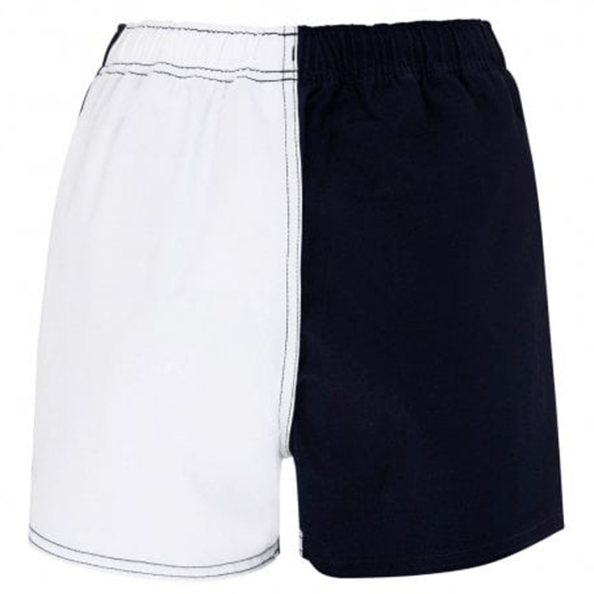 A pair of Canterbury Classics Harlequin Cotton Shorts in black and white on a white background.