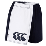 A white and black Canterbury Classics Harlequin Cotton Short with a black and white Canterbury logo.