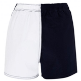 A pair of Canterbury Classics Harlequin Cotton Shorts in black and white on a white background.