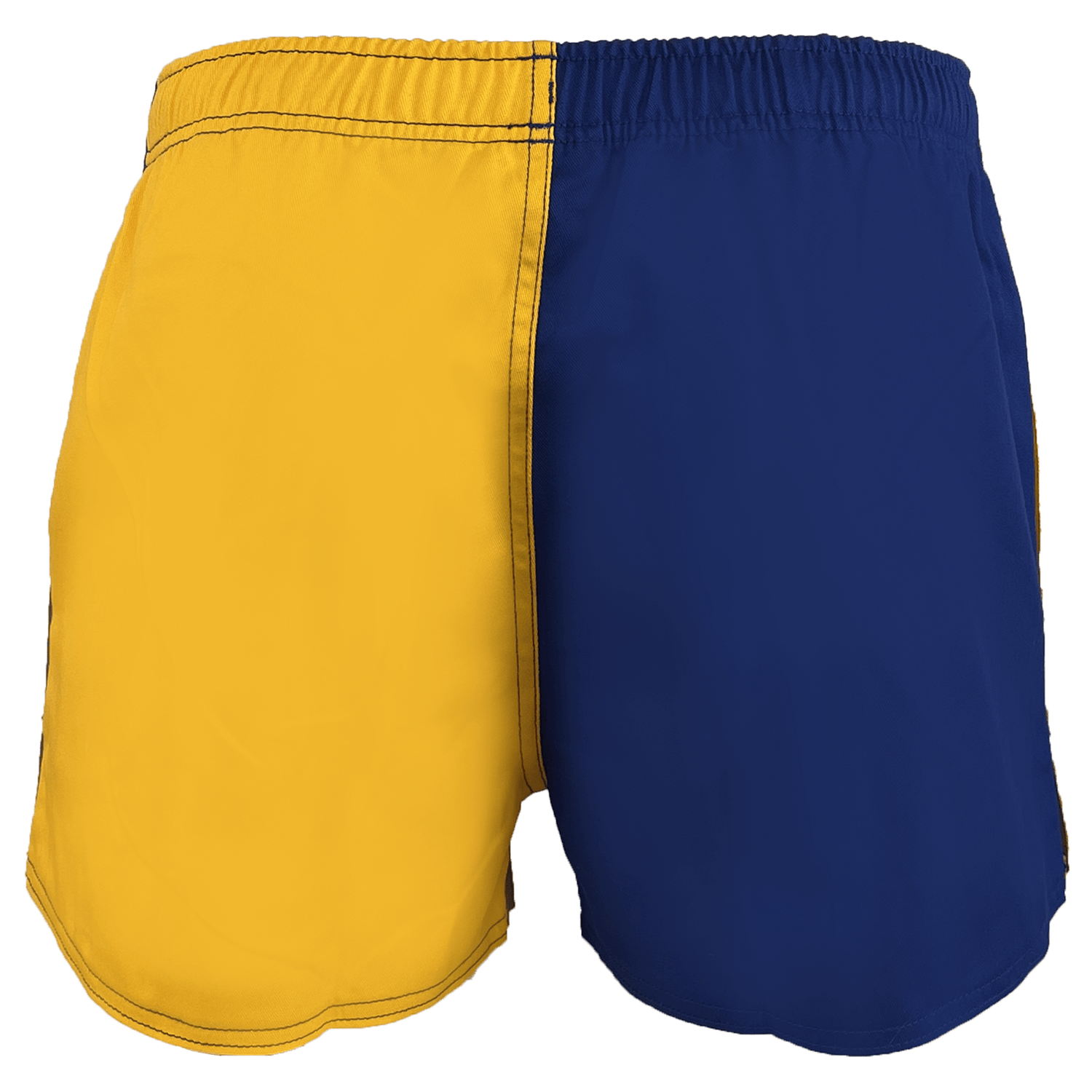 The Canterbury Classics Harlequin Cotton Shorts offer a durable, stylish two-tone design with vibrant yellow on the left and dark blue on the right, blending comfort with the iconic design of Canterbury's classic cotton rugby shorts.