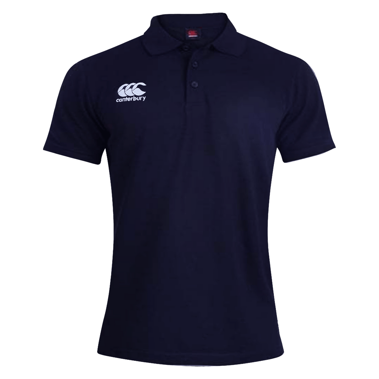 A Canterbury Waimak Rugby Polo shirt with a white logo.