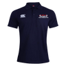 The USA Para Powerlifting Waimak Polo by EMB Canterbury features "USA Para Powerlifting" with a barbell graphic on one chest and the CCC Waimak Rugby Polo logo on the other.