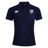 Milwaukee Barbarians Rugby Waimak Polo by EMB Canterbury: navy blue, short sleeves, Canterbury logo on right chest, Milwaukee Barbarians crest on left chest.