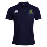 Navy blue Takoma Touch Rugby Waimak Polo by Canterbury with a brand logo on the right chest and a Takoma TRFC club crest on the left chest.