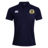 The Old Man Rivah Rugby Waimak Polo by EMB Canterbury is a navy short-sleeve men's polo with a white Canterbury logo on the right chest and a gold-embroidered crest on the left, perfect for classic casual or sporty style.