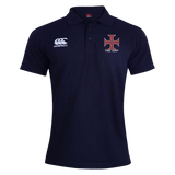 The SF CDME Rugby Waimak Polo by EMB Canterbury is a navy blue men’s rugby shirt featuring a classic white EMB Canterbury logo on the right chest and a distinctive red and white cross emblem with "CDUL RUGBY" text on the left chest. Combining comfort with authentic athletic style, this polo is an essential piece for every rugby fan.