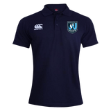 The Minneapolis Mayhem Rugby Waimak Polo by EMB Canterbury features the iconic Canterbury rugby polo logo on the right chest and a “Minneapolis Mayhem” crest on the left chest, showcased against a plain white background.