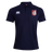 The Montgomery Bucks Griffins Waimak Polo by EMB Canterbury is a navy blue men's shirt with a white Canterbury logo on the right chest and a red and white lion crest on the left, ideal for rugby fans.