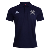 Introducing the New Saint Andrews College Waimak Polo by Canterbury—a men’s short-sleeve navy polo featuring a classic collar, white EMB Canterbury logo on the right chest, and the “New Saint Andrews RFC” crest on the left chest, expertly crafted in the iconic CCC Waimak Rugby Polo style.