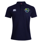 The Kingwood Rugby Waimak Polo by EMB Canterbury is a navy rugby shirt featuring the club crest and CCC logo, offering classic style and comfort.