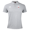 The Ventura Outlaws Rugby Waimak Polo by Canterbury from EMB Canterbury is a light grey rugby polo with short sleeves and a collar, crafted from a cotton polyester blend. It showcases the Canterbury logo on the right chest and a "Ventura Outlaws Rugby" emblem on the left chest.