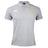 The Trinity College Waimak Polo by Canterbury is a grey short-sleeved Rugby Polo made from a Cotton/Polyester blend, featuring "TRINITY RUGBY" embroidered in yellow on the left chest and a white Canterbury logo on the right chest.
