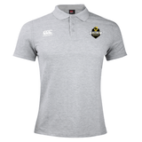 The Chicago Riot Waimak Polo by EMB Canterbury is a light grey men’s rugby shirt with a collar, featuring the Canterbury logo on the right chest and the Chicago Riot badge on the left—ideal for any fan.