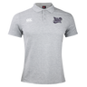 The Valley Panthers Girls Rugby Waimak Polo by Canterbury is a light gray short-sleeved rugby polo shirt with a collar, three-button placket, and two embroidered chest logos from EMB Canterbury.