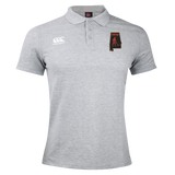 Grey Aging Alabama Rugby Players Waimak Polo by Canterbury featuring an Alabama state outline logo with a harpist silhouette.