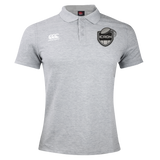 Grey ICRON Waimak Polo by Canterbury in a short-sleeved style with a button placket and a chest logo.